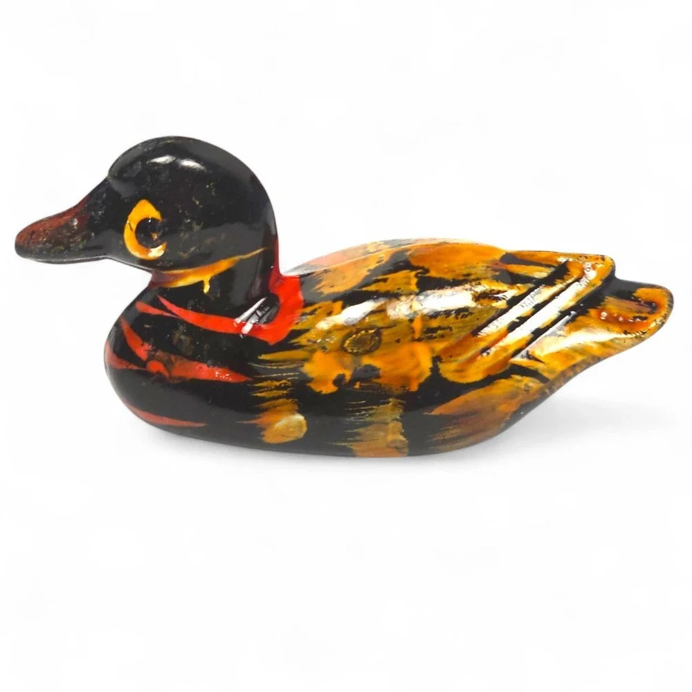 4 Vintage Miniature Ceramic Duck Decoys Hand Painted Porcelain Bird Figurine 2
